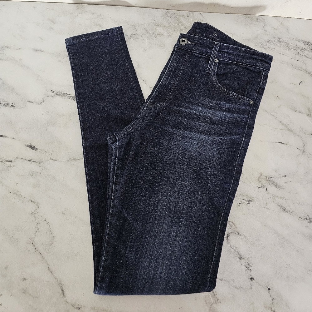 Ag Adriano Goldschmied The Farrah Skinny High Rise Dark Blue Jeans 30 Preowned - Picture 3 of 9